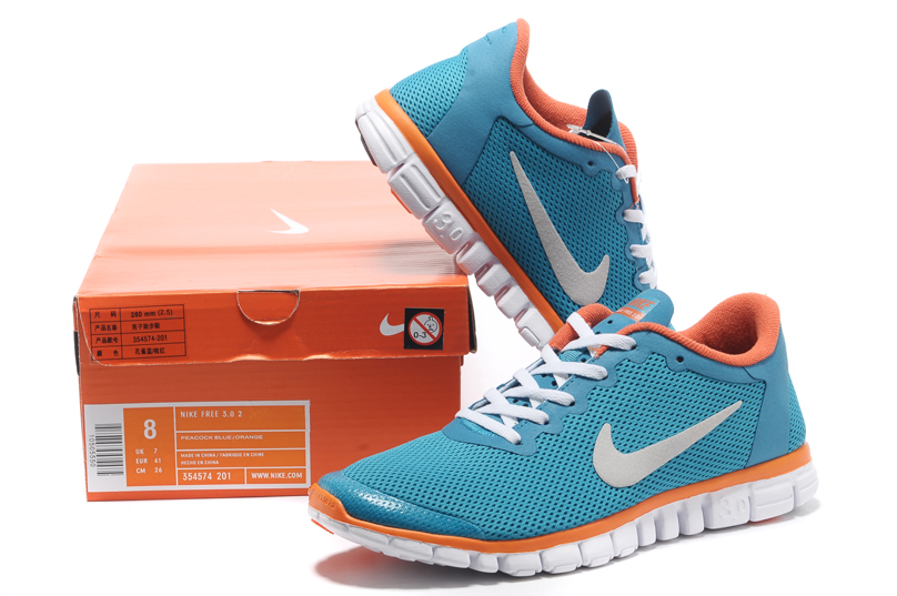 Nike Free 3.0 femmes chaussures de course orange bleu (1)